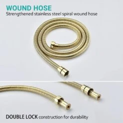 5-Spray Settings Wall Mount Handheld Shower Head 2.5 GPM Luxury In Brushed Gold -Tahanbath brushed gold handheld shower heads x w1219 w91505 fa 1000