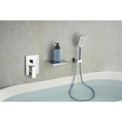 Single-Handle Waterfall Tub Faucet Wall Mount Roman Tub Filler With Hand Shower In Brushed Gold -Tahanbath brushed gold roman tub faucets w1194 d97207lsj kxc 76 1000