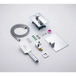 Single-Handle Waterfall Tub Faucet Wall Mount Roman Tub Filler With Hand Shower In Brushed Gold -Tahanbath brushed gold roman tub faucets w1194 d97207lsj kxc fa 1000