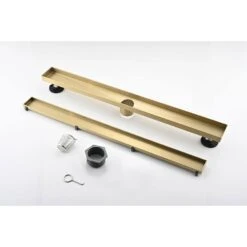 30 Inches Linear Shower Drain, Included Hair Strainer And Leveling Feet 11 30 Inches Linear Shower Drain, Included Hair Strainer And Leveling Feet -Tahanbath brushed gold shower drains z w928p199143 1f 1000