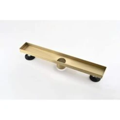 12 Inches Linear Shower Drain, Included Hair Strainer And Leveling Feet -Tahanbath brushed gold shower drains z w928p199160 31 1000