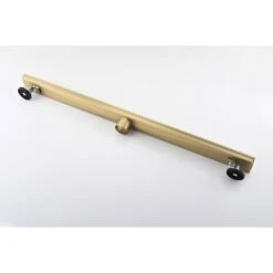 36 Inches Linear Shower Drain With Removable Quadrato Pattern Grate, Included Hair Strainer And Leveling Feet -Tahanbath brushed gold shower drains z w928p199320 1f 1000