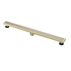 36 Inches Linear Shower Drain With Removable Quadrato Pattern Grate, Included Hair Strainer And Leveling Feet