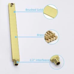 Single-Handle 2-Spray Patterns Rainfall Rectangle Dual Shower Head In Brushed Gold (Valve Included) -Tahanbath brushed gold shower faucets dr l 8003a kxc fa 1000