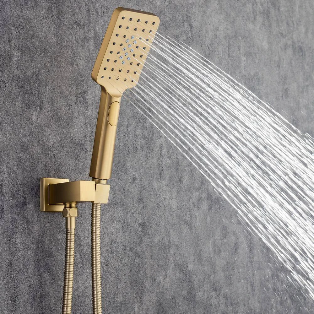 Rainfall 12 In. Square Shower Head Combo Set With Rough-in Valve Body And Trim Included In Brushed Gold 4 Rainfall 12 In. Square Shower Head Combo Set With Rough-in Valve Body And Trim Included In Brushed Gold - Image 4