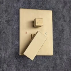 Rainfall 12 In. Square Shower Head Combo Set With Rough-in Valve Body And Trim Included In Brushed Gold 13 Rainfall 12 In. Square Shower Head Combo Set With Rough-in Valve Body And Trim Included In Brushed Gold -Tahanbath brushed gold shower faucets w1194 d97202lsj kxc fa 1000