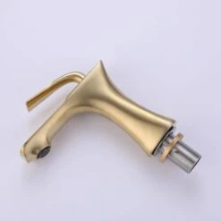 Bathroom Faucet Single Handle Sink Vessel Faucet In Brushed Gold -Tahanbath brushed gold single hole bathroom faucets rb1043 ll 44 1000