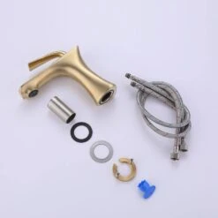 Bathroom Faucet Single Handle Sink Vessel Faucet In Brushed Gold -Tahanbath brushed gold single hole bathroom faucets rb1043 ll 4f 1000