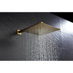 1-Spray 10 In. Rain Shower Head Dual Systems Wall Mounted Shower 2.5 GPM In Brushed Gold -Tahanbath brushed gold tahanbath dual shower heads y w2287 140903 44 1000