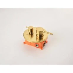 1-Spray Dual Shower System 2.5 GPM With Shower Head, Hand Shower, Slide Bar In Brushed Gold -Tahanbath brushed gold tahanbath dual shower heads y w2287 141185 4f 1000