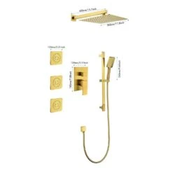 1-Spray Shower System 2.5 GPM With Dual Shower Head, Hand Shower, Slide Bar, Bodysprays, Shower Arm, Hose, Valve Trim -Tahanbath brushed gold tahanbath dual shower heads y w2287 141342 44 1000