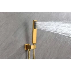 1-Spray Wall Mounted Waterfall Dual Rain Shower System 2.5 GPM In Brushed Gold -Tahanbath brushed gold tahanbath dual shower heads y w2287 141497 31 1000