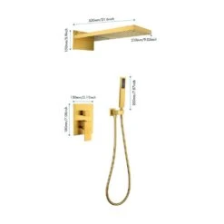1-Spray Wall Mounted Waterfall Dual Rain Shower System 2.5 GPM In Brushed Gold -Tahanbath brushed gold tahanbath dual shower heads y w2287 141497 76 1000
