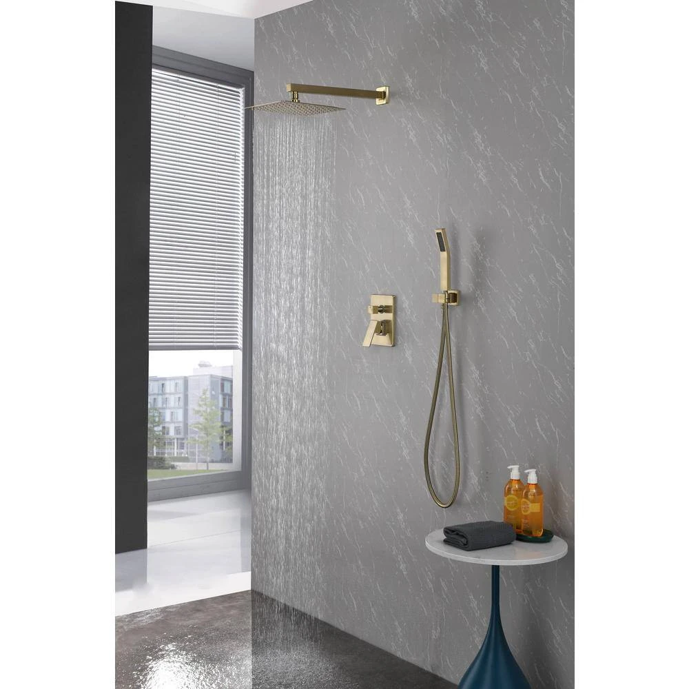 1-Spray Patterns Shower Head With Dual Wall Mount 1.5 GPM In Brushed Gold 6 1-Spray Patterns Shower Head With Dual Wall Mount 1.5 GPM In Brushed Gold - Image 6