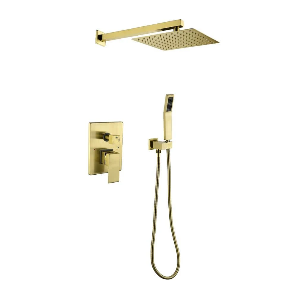 1-Spray Patterns Shower Head With Dual Wall Mount 1.5 GPM In Brushed Gold 1 1-Spray Patterns Shower Head With Dual Wall Mount 1.5 GPM In Brushed Gold