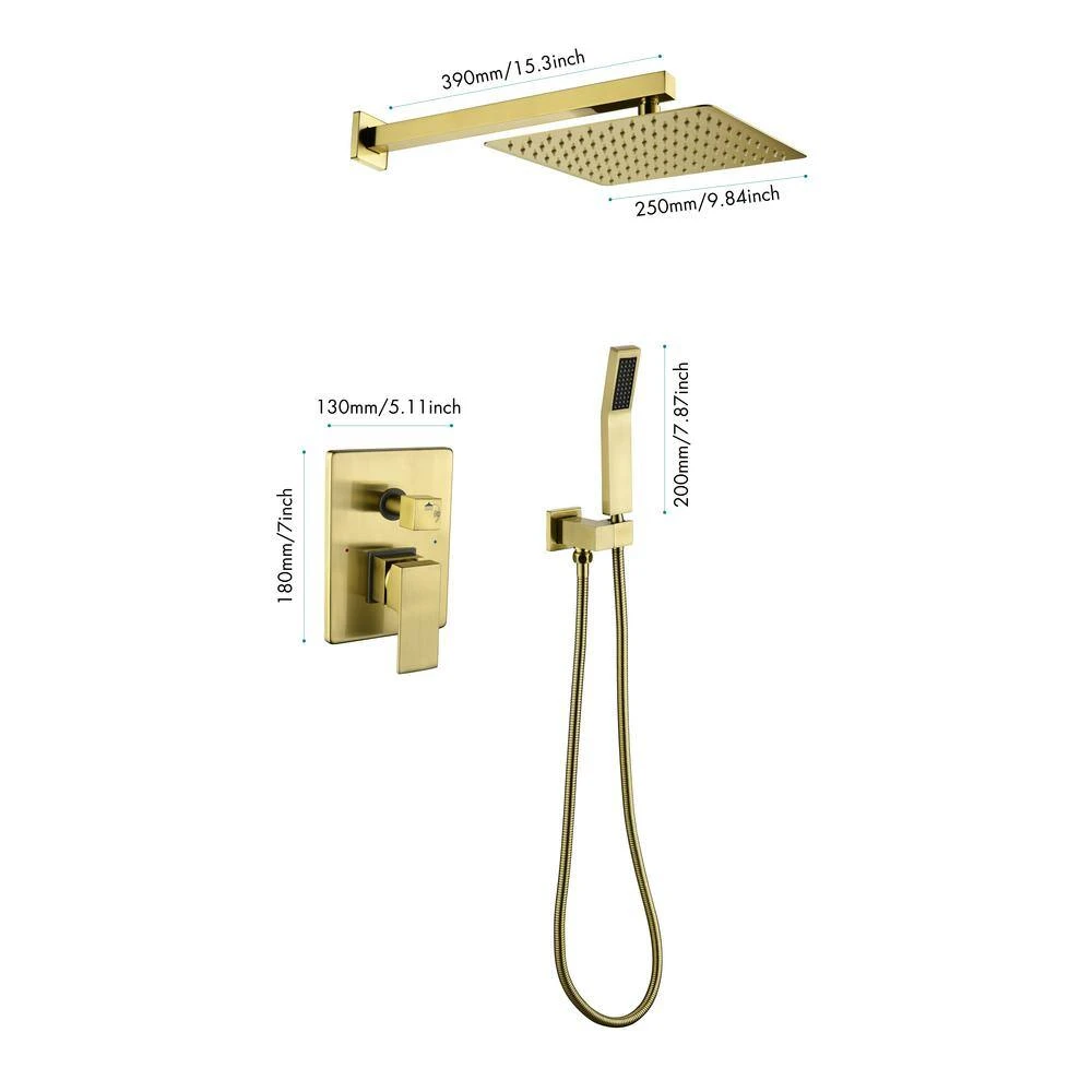 1-Spray Patterns Shower Head With Dual Wall Mount 1.5 GPM In Brushed Gold 2 1-Spray Patterns Shower Head With Dual Wall Mount 1.5 GPM In Brushed Gold - Image 2