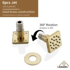 3-Spray Patterns Ceiling Mount Dual Handheld Shower Head 1.8 GPM In Brushed Gold -Tahanbath brushed gold tahanbath dual shower heads z 102009lk 3 66 1000