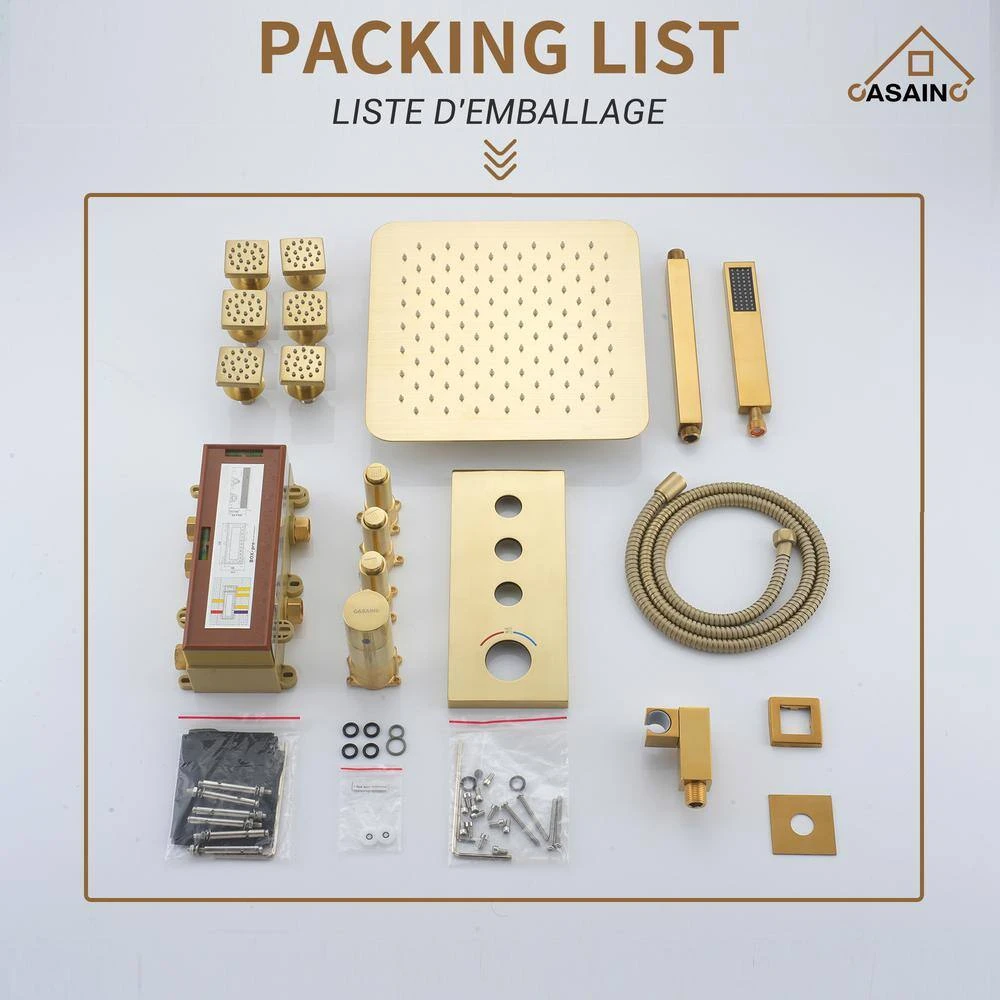 1-Spray Patterns Wall Mounted Handheld Shower Head Dual1.8 GPM In Brushed Gold 2 1-Spray Patterns Wall Mounted Handheld Shower Head Dual1.8 GPM In Brushed Gold - Image 2