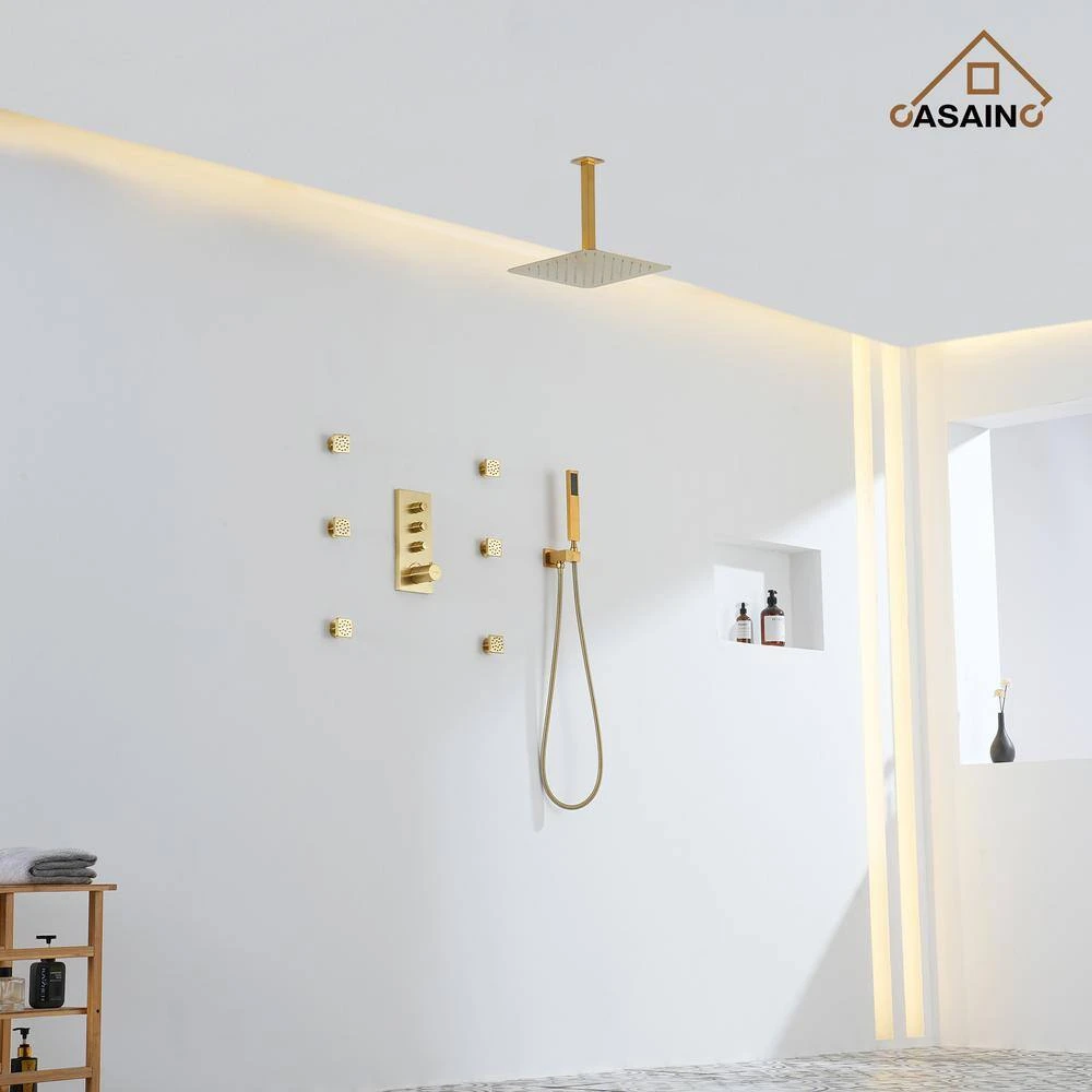 1-Spray Patterns Wall Mounted Handheld Shower Head Dual1.8 GPM In Brushed Gold 6 1-Spray Patterns Wall Mounted Handheld Shower Head Dual1.8 GPM In Brushed Gold - Image 6