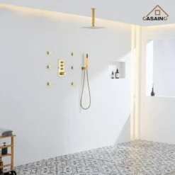 1-Spray Patterns Wall Mounted Handheld Shower Head Dual1.8 GPM In Brushed Gold 13 1-Spray Patterns Wall Mounted Handheld Shower Head Dual1.8 GPM In Brushed Gold -Tahanbath brushed gold tahanbath dual shower heads z 102009lk 4 4f 1000