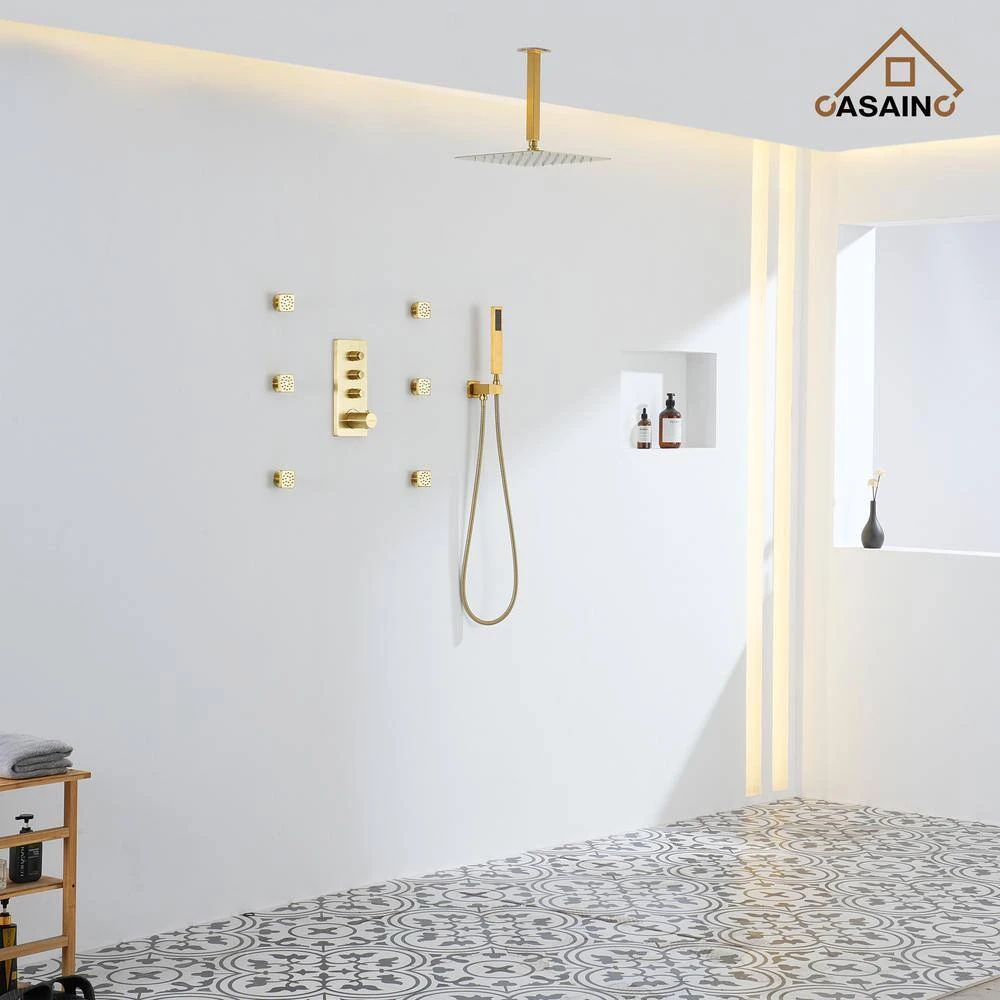 1-Spray Patterns Wall Mounted Handheld Shower Head Dual1.8 GPM In Brushed Gold 5 1-Spray Patterns Wall Mounted Handheld Shower Head Dual1.8 GPM In Brushed Gold - Image 5