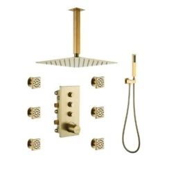 1-Spray Patterns Wall Mounted Handheld Shower Head Dual1.8 GPM In Brushed Gold