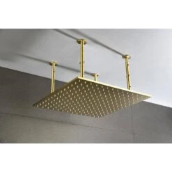 1-Spray Patterns 1.8GPM 19.68 In. Ceiling Mount Fixed Shower Head In Brushed Gold -Tahanbath brushed gold tahanbath fixed shower heads z w1272 110213 44 1000