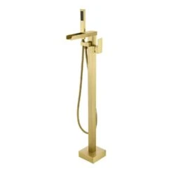 Single-Handle 2-Spray Freestanding Rectangle Handheld Shower Head 2.5 GPM In Brushed Gold