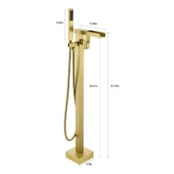 Single-Handle 2-Spray Freestanding Rectangle Handheld Shower Head 2.5 GPM In Brushed Gold -Tahanbath brushed gold tahanbath handheld shower heads z k928 84291 c3 1000