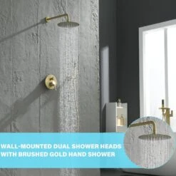 2-Spray Patterns Wall Mounted Handheld Shower Head 1.5 GPM In Brushed Gold -Tahanbath brushed gold tahanbath handheld shower heads z w1272 101888 1f 1000