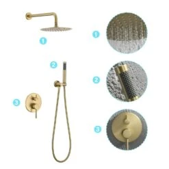 2-Spray Patterns Wall Mounted Handheld Shower Head 1.5 GPM In Brushed Gold -Tahanbath brushed gold tahanbath handheld shower heads z w1272 101888 4f 1000