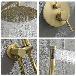 2-Spray Patterns Wall Mounted Handheld Shower Head 1.5 GPM In Brushed Gold -Tahanbath brushed gold tahanbath handheld shower heads z w1272 101888 76 1000