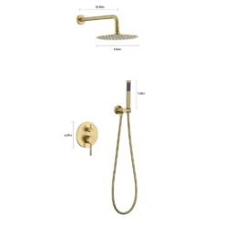 2-Spray Patterns Wall Mounted Handheld Shower Head 1.5 GPM In Brushed Gold -Tahanbath brushed gold tahanbath handheld shower heads z w1272 101888 c3 1000