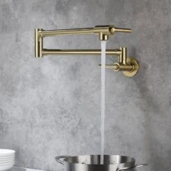 Wall Mounted Pot Filler With Swivel Spout In Brushed Gold 11 Wall Mounted Pot Filler With Swivel Spout In Brushed Gold -Tahanbath brushed gold tahanbath pot fillers q ybs pf662 bg 1f 1000