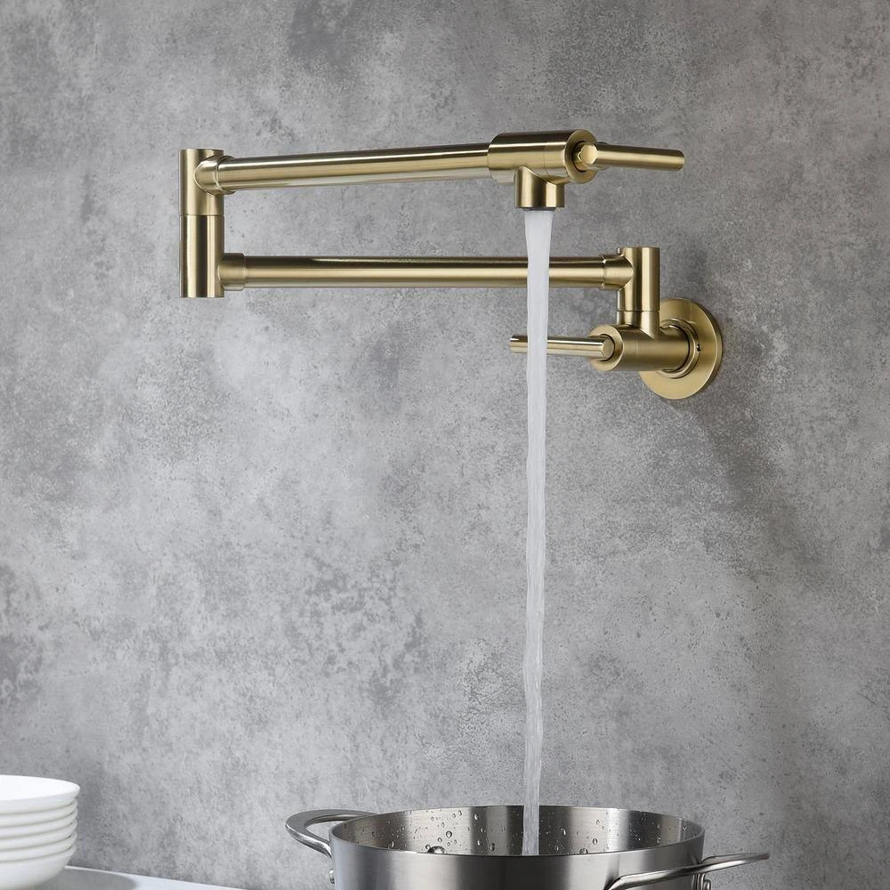 Wall Mounted Pot Filler With Swivel Spout In Brushed Gold 4 Wall Mounted Pot Filler With Swivel Spout In Brushed Gold - Image 4