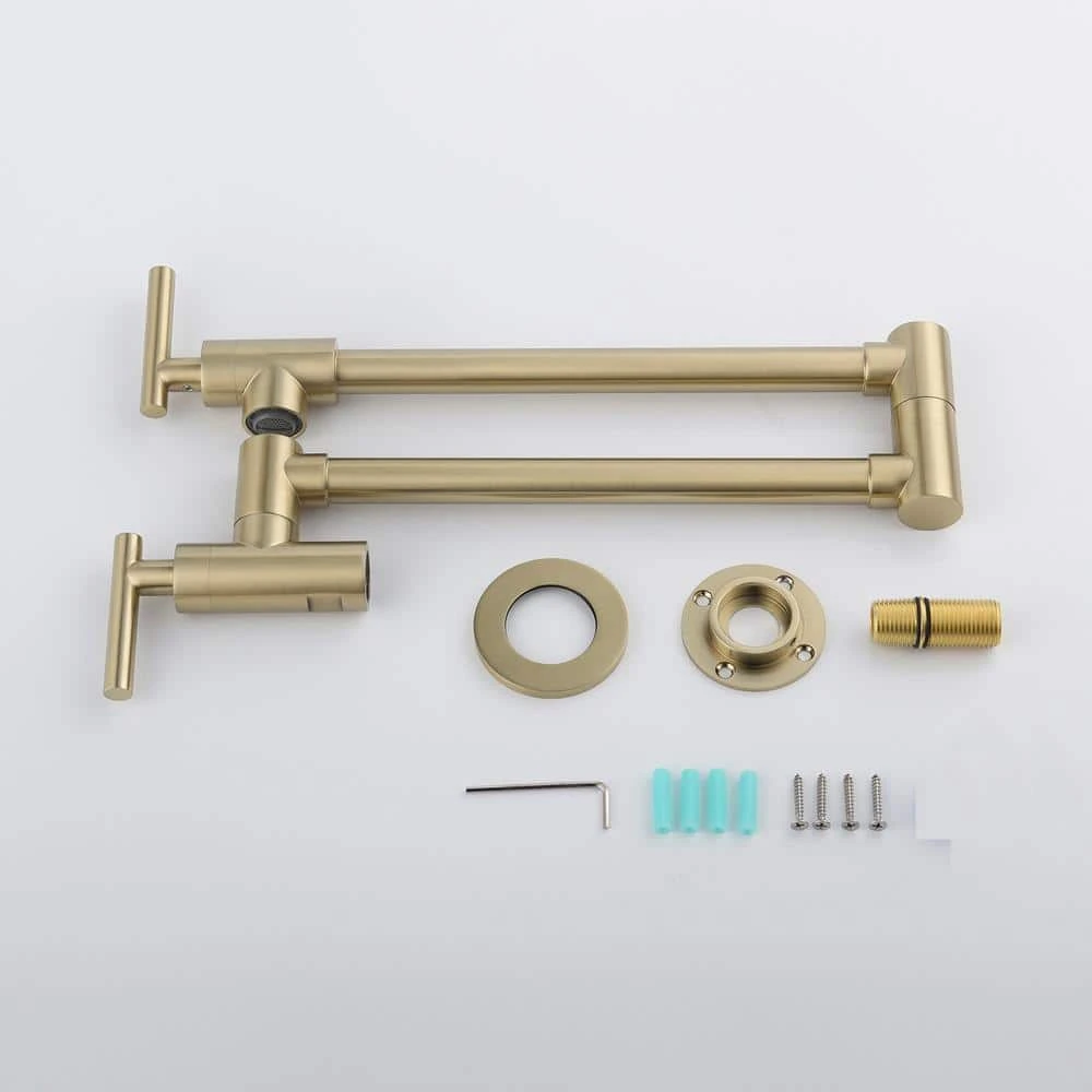 Wall Mounted Pot Filler With Swivel Spout In Brushed Gold 7 Wall Mounted Pot Filler With Swivel Spout In Brushed Gold - Image 7
