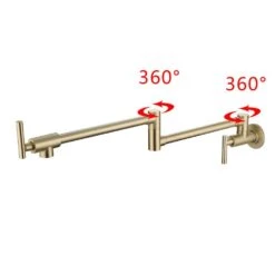 Double Handles Wall Mounted Pot Filler In Brushed Gold -Tahanbath brushed gold tahanbath pot fillers xy 601ng zq 4f 1000