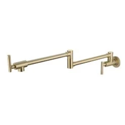 Double Handles Wall Mounted Pot Filler In Brushed Gold