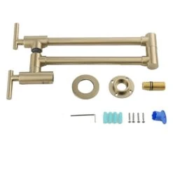 Double Handles Wall Mounted Pot Filler In Brushed Gold -Tahanbath brushed gold tahanbath pot fillers xy 601ng zq fa 1000