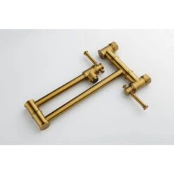 Wall Mounted Pot Filler Faucet, Modern Brass Pot Filler 2-Attachment In Brushed Gold -Tahanbath brushed gold tahanbath pot fillers y w2287 p184459 4f 1000