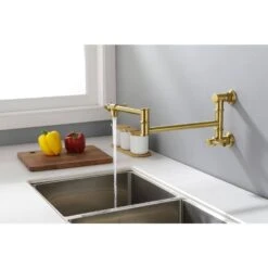 Wall Mount Pot Filler Faucet Wall Mount Pot Filler Faucet, Modern Brass Pot Filler 2-Attachment In Brushed Gold 13 Wall Mount Pot Filler Faucet Wall Mount Pot Filler Faucet, Modern Brass Pot Filler 2-Attachment In Brushed Gold -Tahanbath brushed gold tahanbath pot fillers y w928 104083 31 1000