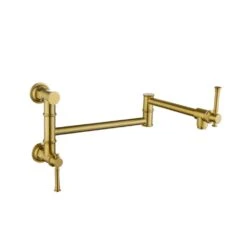 Wall Mount Pot Filler Faucet Wall Mount Pot Filler Faucet, Modern Brass Pot Filler 2-Attachment In Brushed Gold
