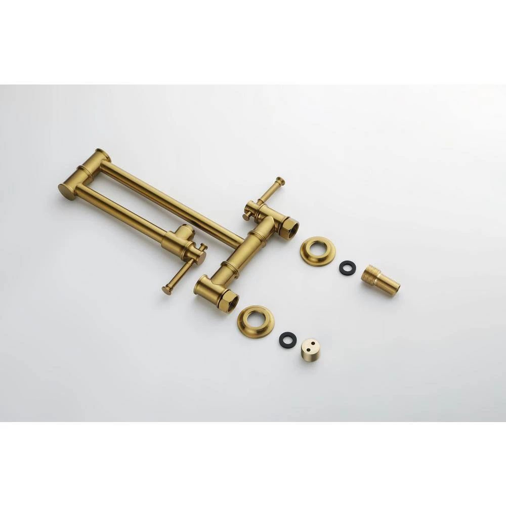 Wall Mount Pot Filler Faucet Wall Mount Pot Filler Faucet, Modern Brass Pot Filler 2-Attachment In Brushed Gold 2 Wall Mount Pot Filler Faucet Wall Mount Pot Filler Faucet, Modern Brass Pot Filler 2-Attachment In Brushed Gold - Image 2