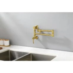 Wall Mount Pot Filler Faucet Wall Mount Pot Filler Faucet, Modern Brass Pot Filler 2-Attachment In Brushed Gold 12 Wall Mount Pot Filler Faucet Wall Mount Pot Filler Faucet, Modern Brass Pot Filler 2-Attachment In Brushed Gold -Tahanbath brushed gold tahanbath pot fillers y w928 104083 fa 1000