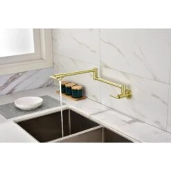Wall Mount Pot Filler Faucet In Brushed Gold 15 Wall Mount Pot Filler Faucet In Brushed Gold -Tahanbath brushed gold tahanbath pot fillers y w92850216 31 1000