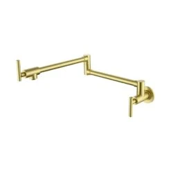 Wall Mount Pot Filler Faucet In Brushed Gold