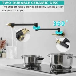 Wall Mounted Pot Filler With Cross Handle In Chrome Brushed Gold -Tahanbath brushed gold tahanbath pot fillers z1334 99bng ss 31 1000