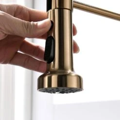 Commercial Brushed Nickel Kitchen Faucet With Pull Down Sprayer, Single Lever Kitchen Sink Faucet With Deck Plate 12 Commercial Brushed Nickel Kitchen Faucet With Pull Down Sprayer, Single Lever Kitchen Sink Faucet With Deck Plate -Tahanbath brushed gold tahanbath pull down kitchen faucets z w1932p172308 44 1000