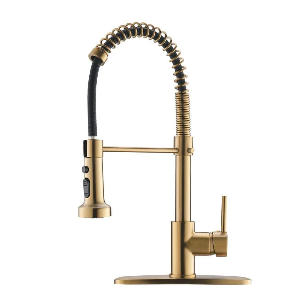 Commercial Brushed Nickel Kitchen Faucet With Pull Down Sprayer, Single Lever Kitchen Sink Faucet With Deck Plate 1 Commercial Brushed Nickel Kitchen Faucet With Pull Down Sprayer, Single Lever Kitchen Sink Faucet With Deck Plate