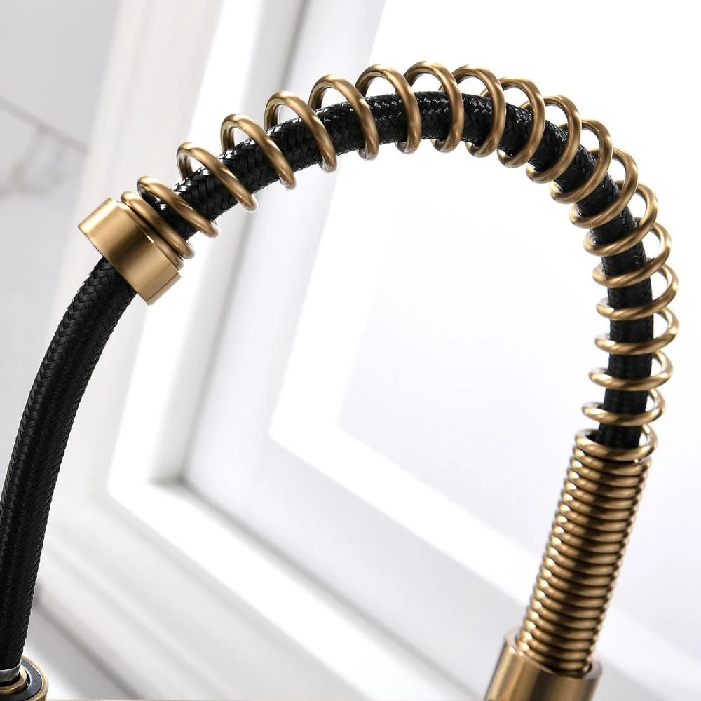 Commercial Brushed Nickel Kitchen Faucet With Pull Down Sprayer, Single Lever Kitchen Sink Faucet With Deck Plate 7 Commercial Brushed Nickel Kitchen Faucet With Pull Down Sprayer, Single Lever Kitchen Sink Faucet With Deck Plate - Image 7